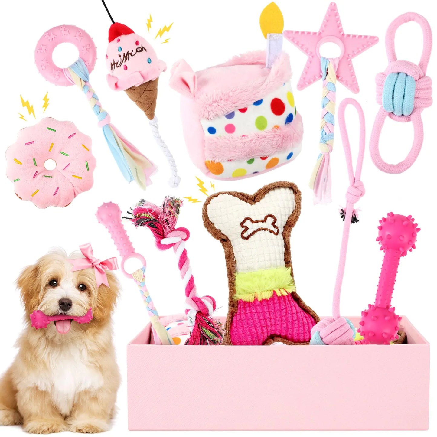 11 pc Dog Birthday Teething Variety Toy Set