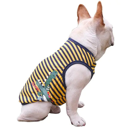 Frenchie Fun CoolVest: Striped & Crocodile Patterned Summer Apparel