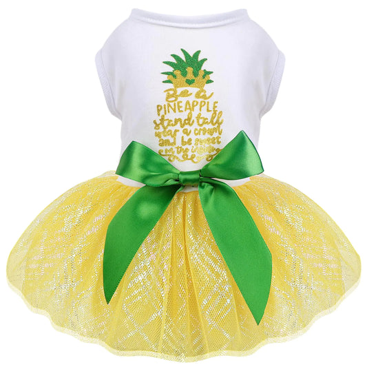 Pineapple Mesh Dog Tutu Dress