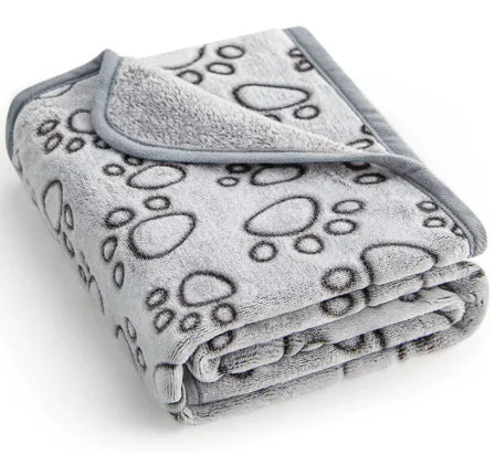 Flannel Pet Blanket with Paw Prints