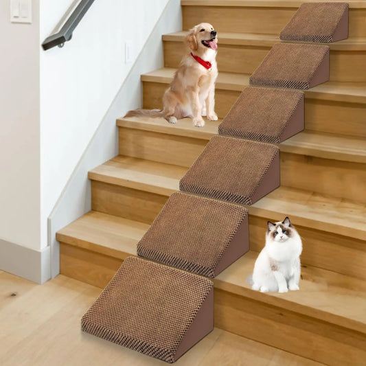 Foam Pet Stairs – Modular Anti-Slip Ramp for Small Dogs & Cats (6-Pack, Grey)
