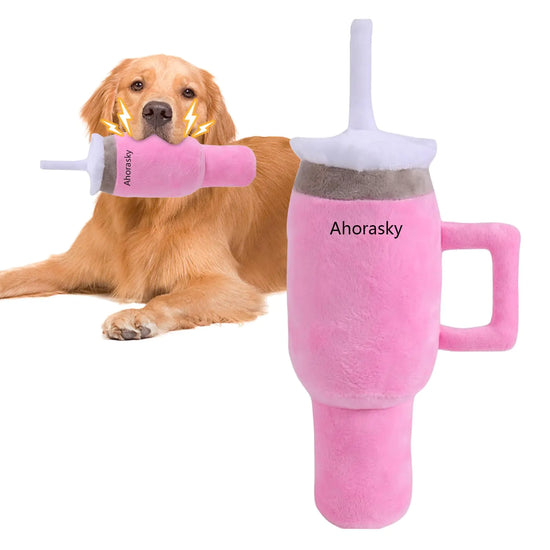 Cute Squeaky Dog Soft Tumbler Cup - Pink
