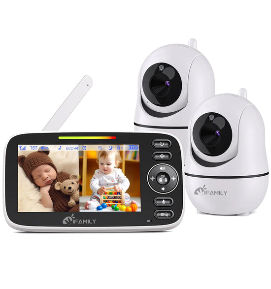 "iFamily Split Screen Dog Monitor – Dual Camera Pet Monitor with Audio, Night Vision, 2-Way Talk, and Temperature Sensor"