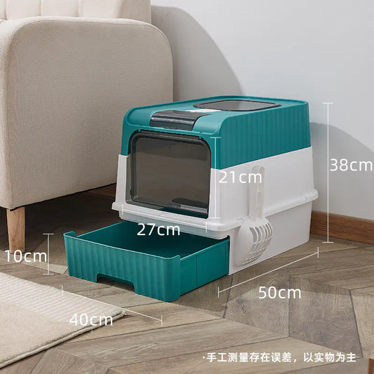 Spill-Proof Enclosed Cat Litter Box