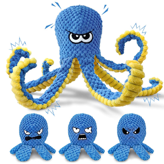 3-in-1 Interactive Plush Squid - Dog Toy Set