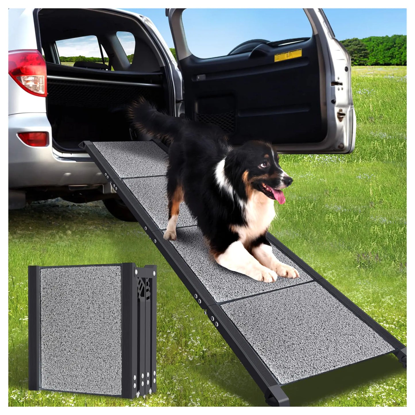 71" Folding Dog Ramp – Extra Wide, Non-Slip Pet Ramp for Cars & SUVs